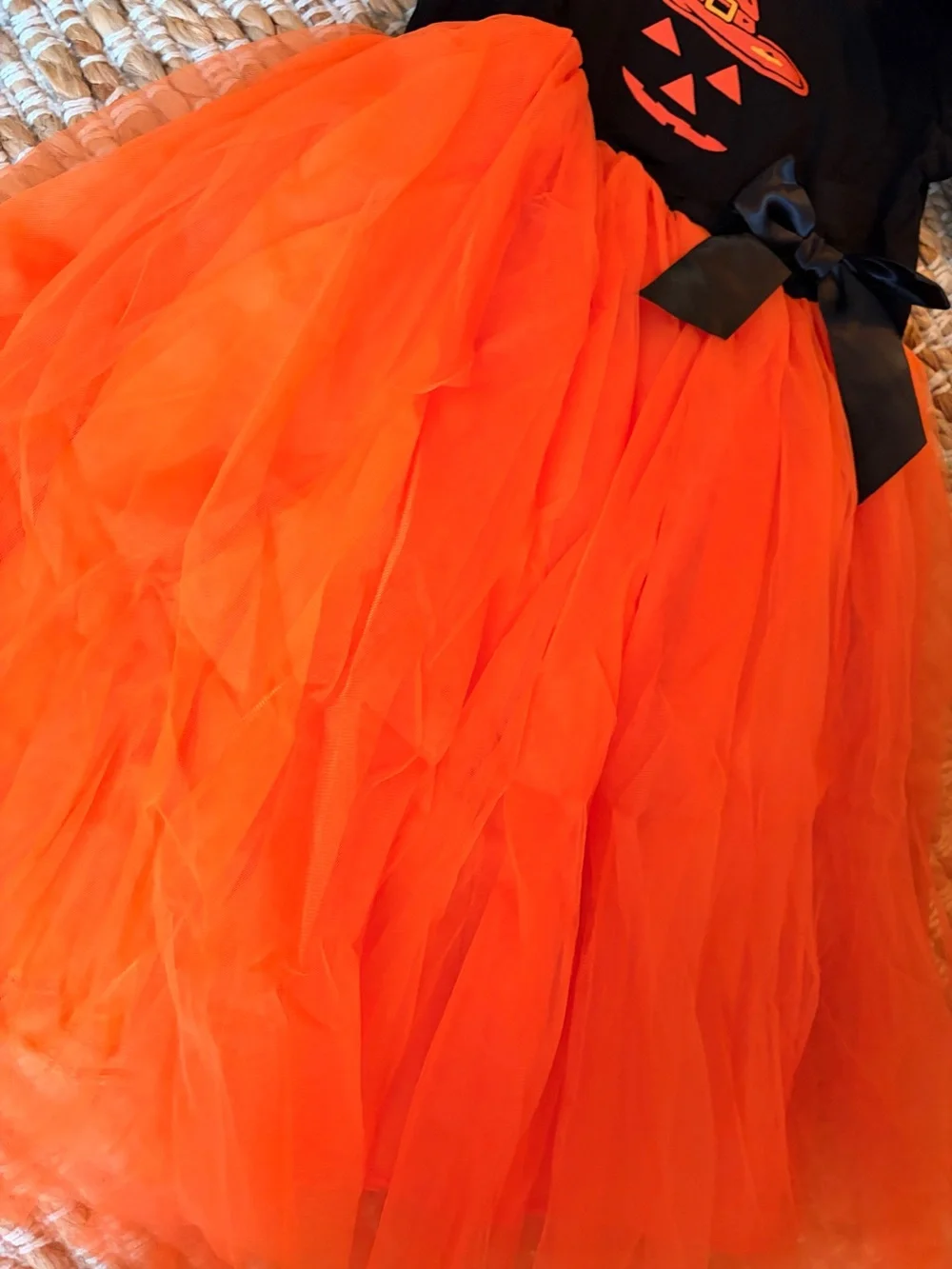 Girls Black and Orange Pumpkin Tulle Halloween princess Dress - Kids Costume 6y